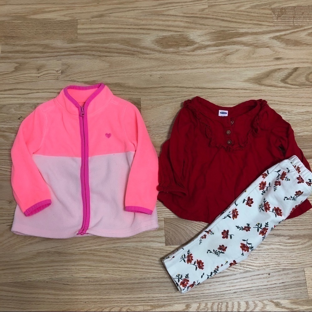 Old Navy Red Floral Outfit Osh Kosh Fleece Jacket